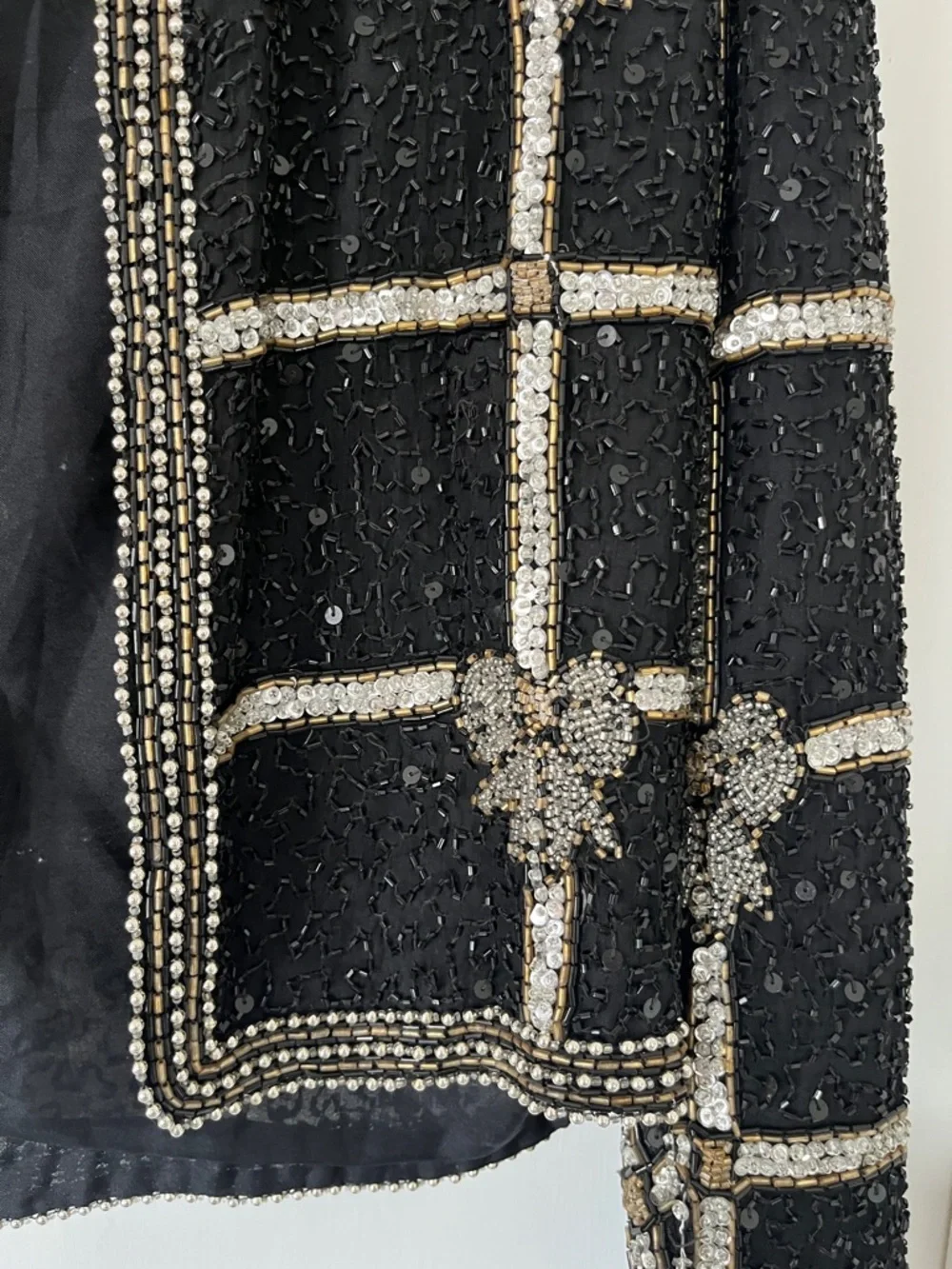 Vintage Embellished Black Sequin Cropped Jacket - Picture 11 of 16